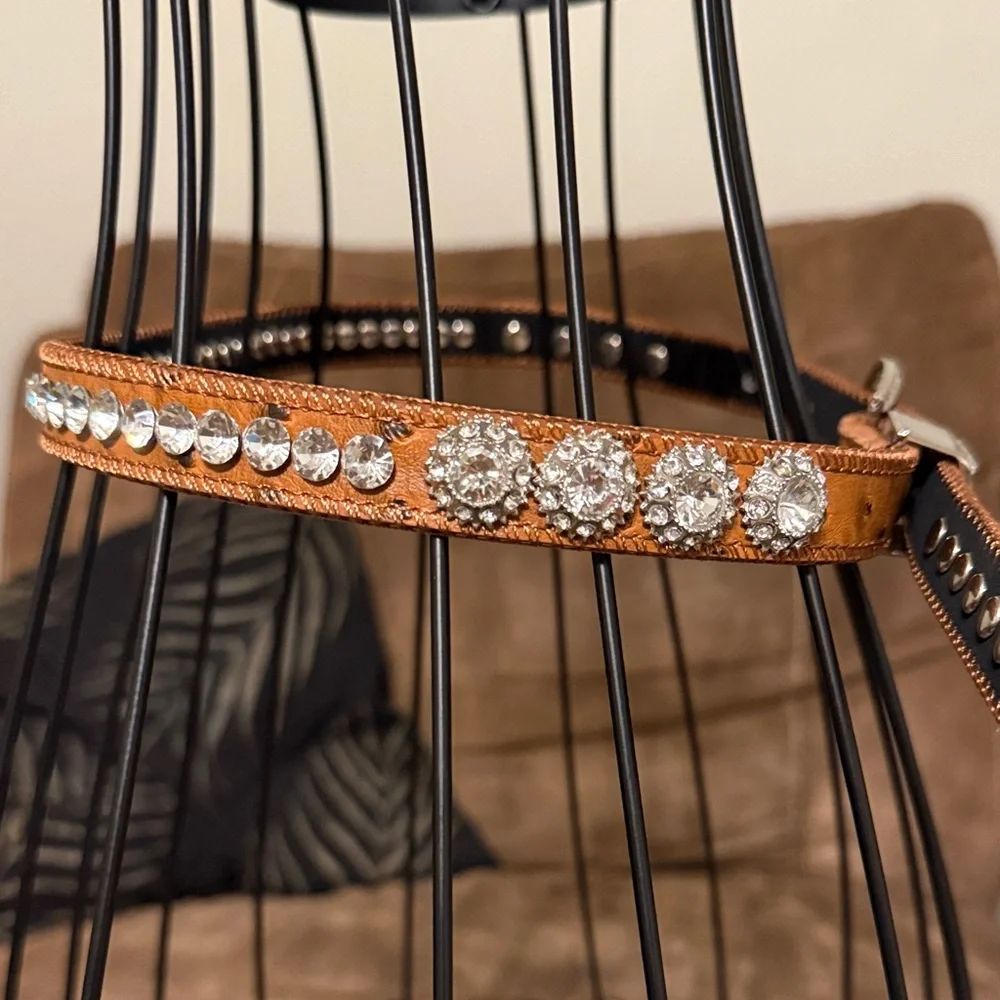Elegant Brown Rhinestone Belt